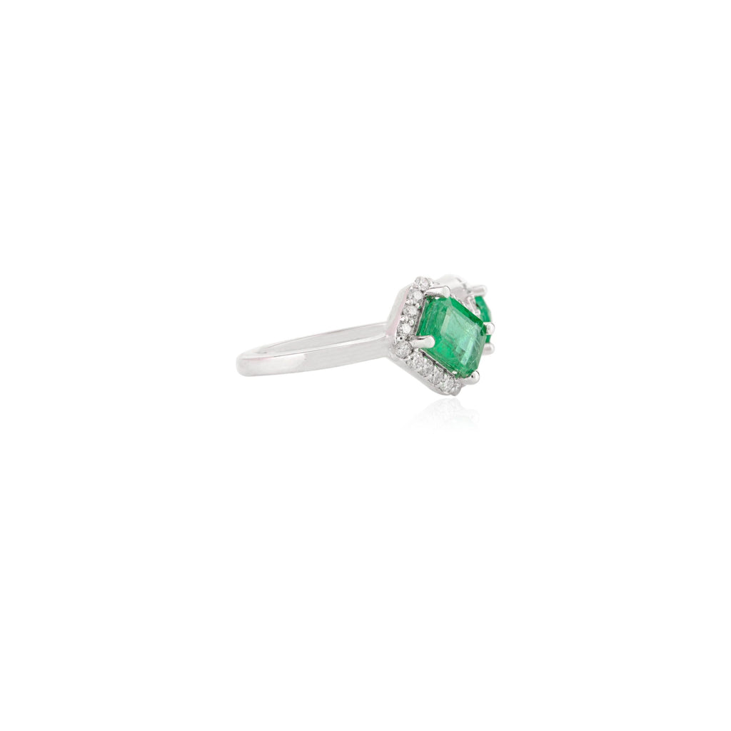 Solid Gold Emerald Diamond Toi et Moi Ring (669606)