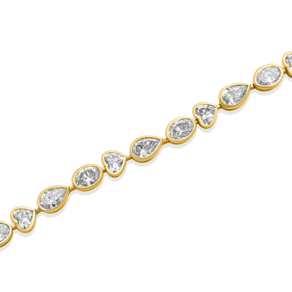 18K Solid Gold Lab Grown Multi Shape Bracelet - Style A