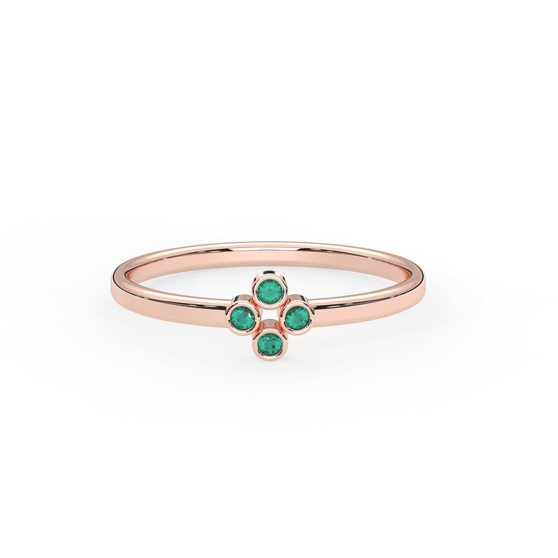 Solid Gold Natural Emerald Bezel Setting Ring