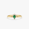 Solid Gold Pear Emerald Ring with Diamonds (D1F479)