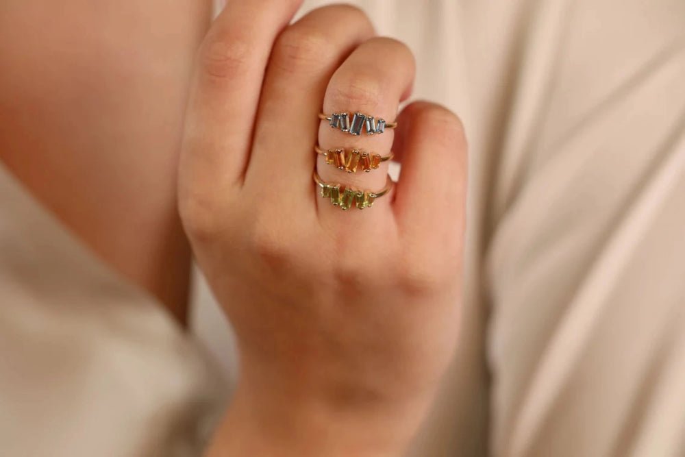 Solid Gold Citrine Cluster Ring