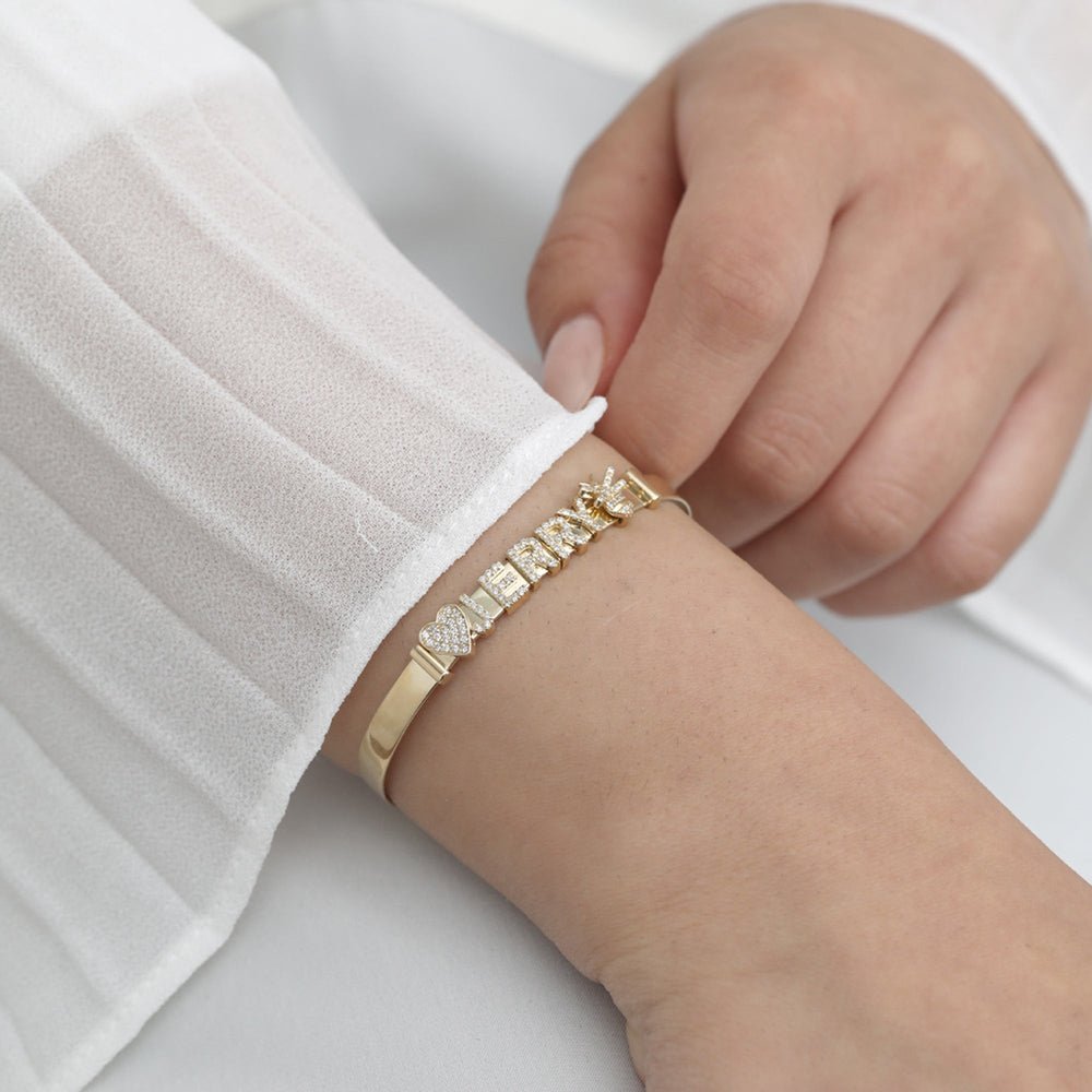 Solid Gold Bangle & Charm