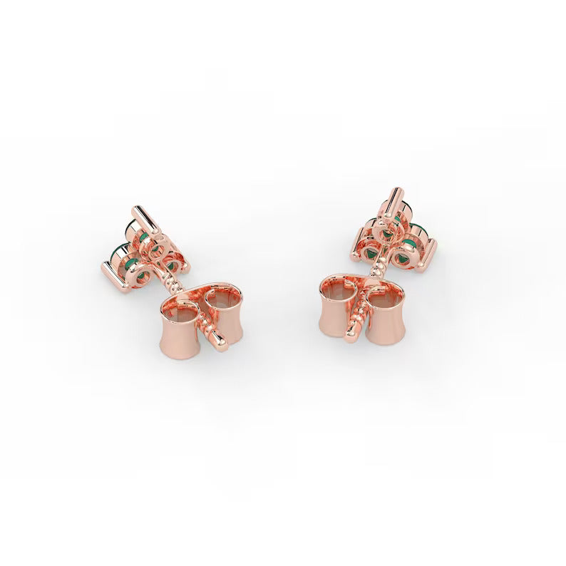 Solid Gold Trio Natural Emerald Earrings