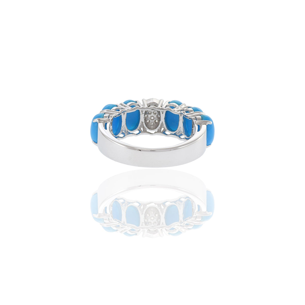 Solid Gold Oval Turquoise And Diamond Ring