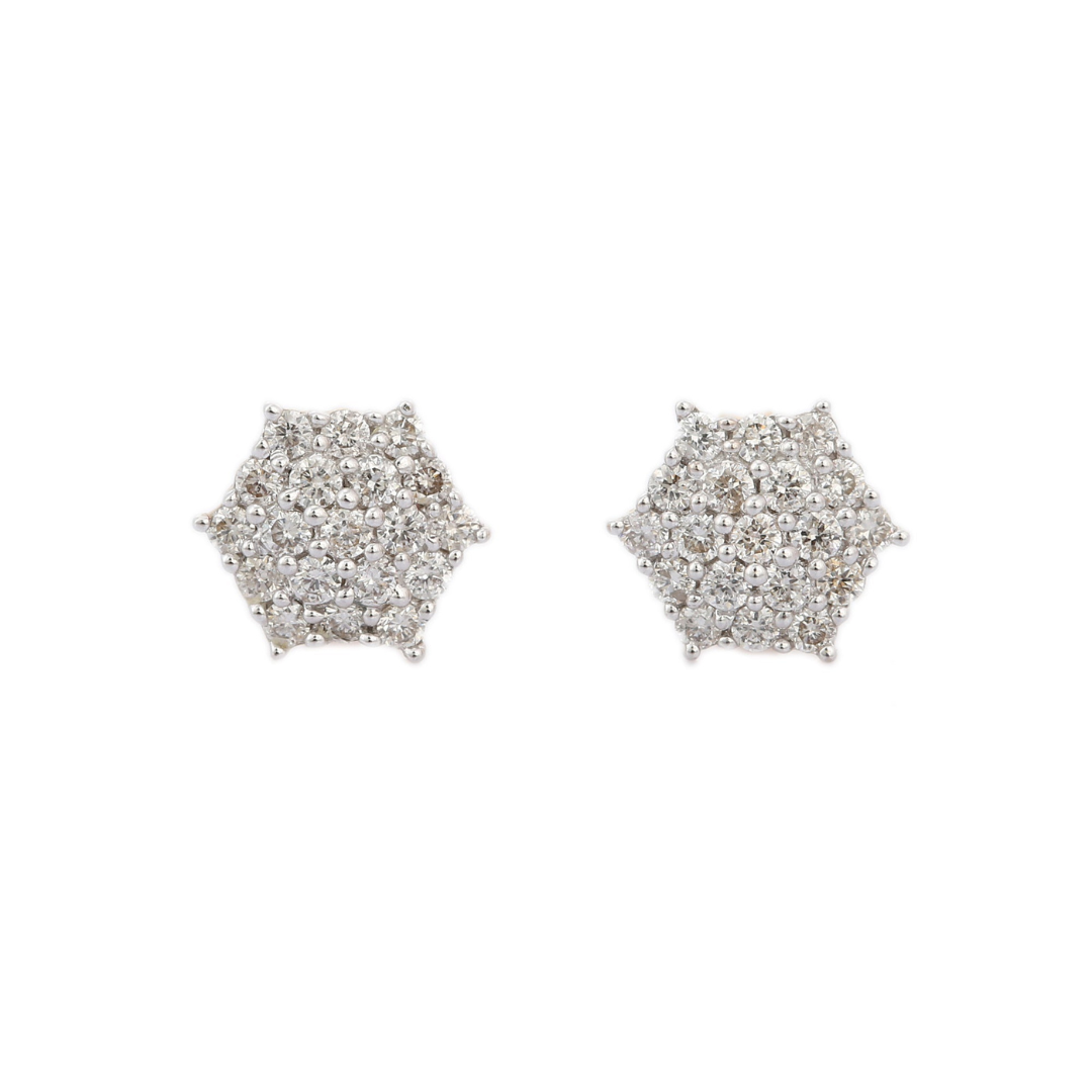 18K Solid Gold Diamond Stud Earrings - Style A