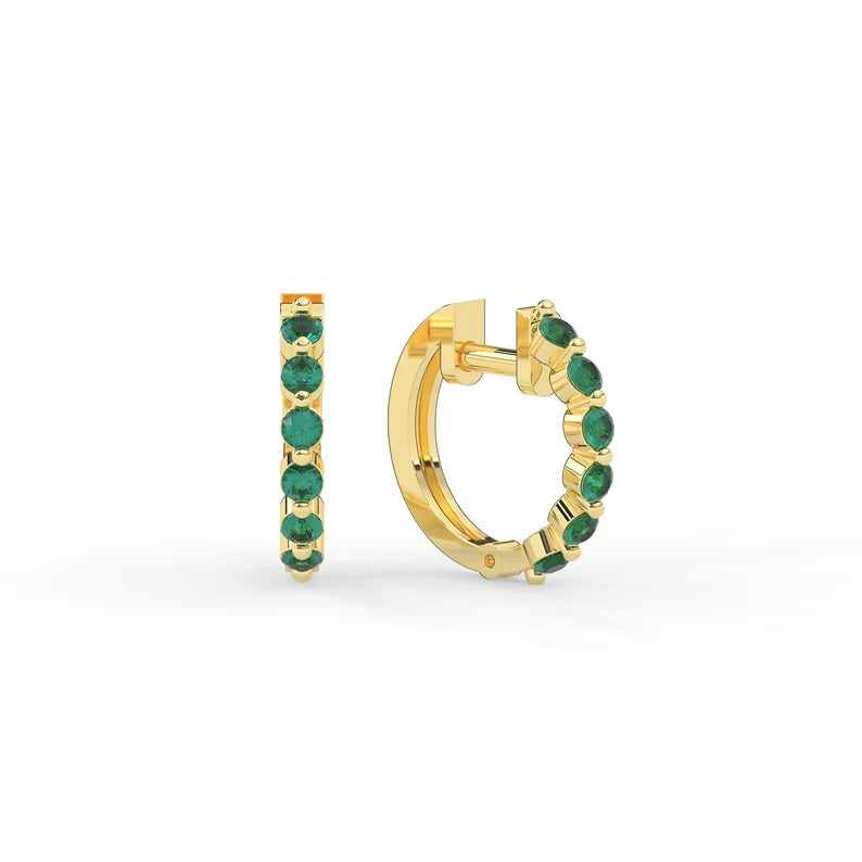 Solid Gold Heggie Emerald Earrings