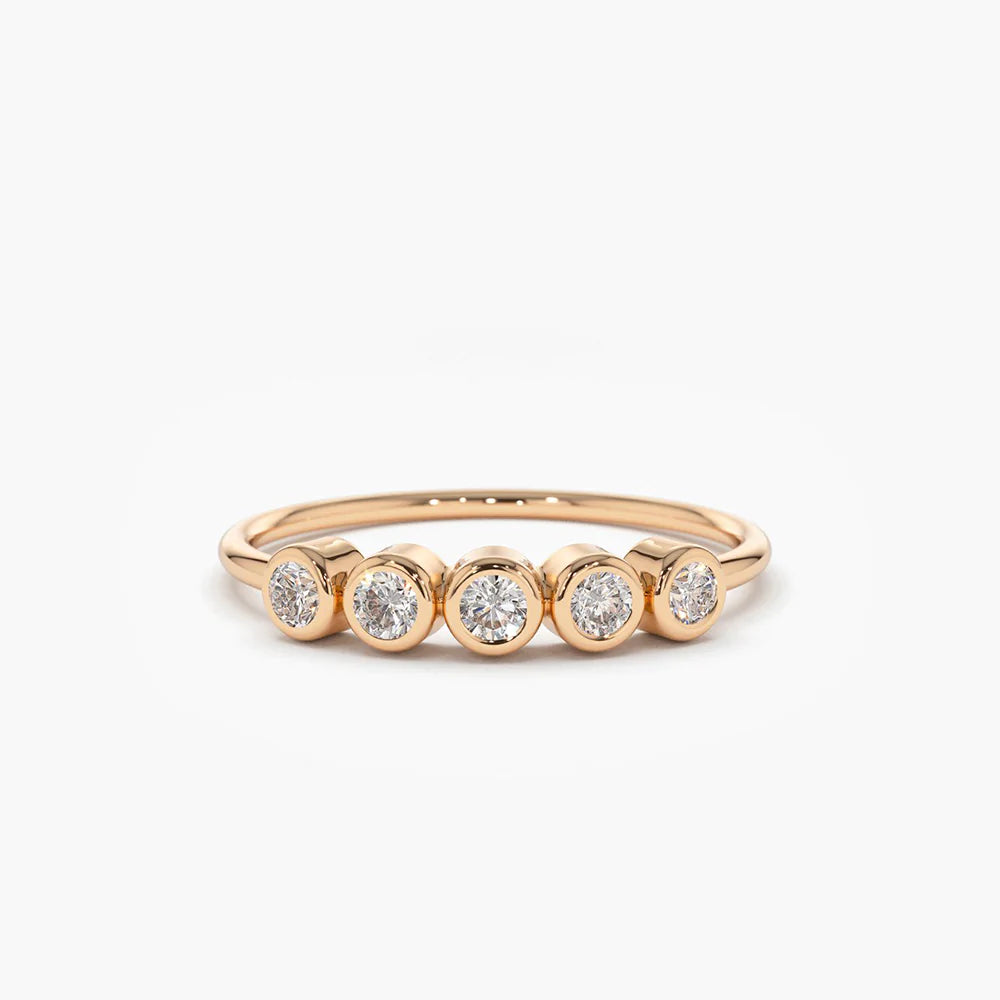Solid Gold Bezel Set Diamond Wedding Band