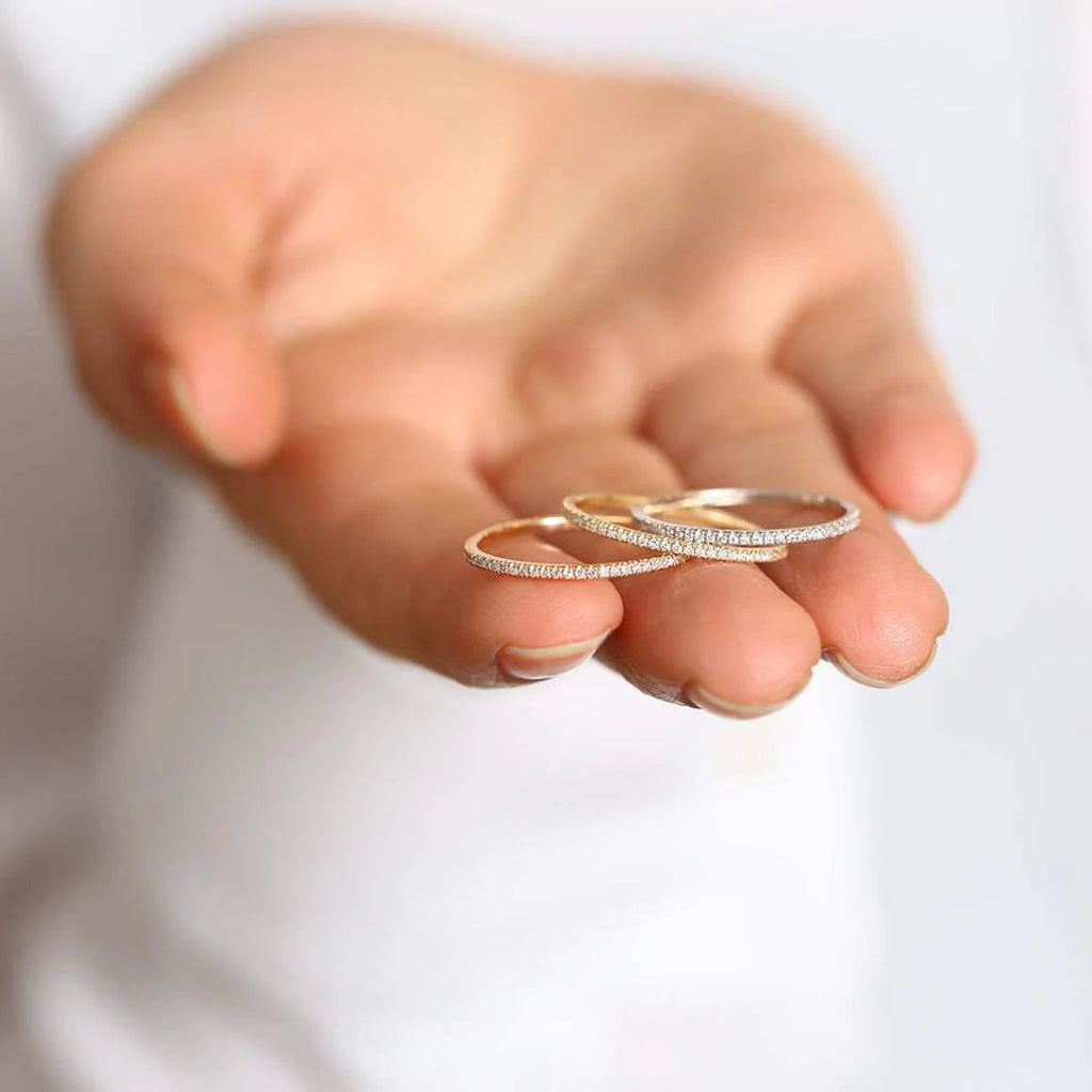Solid Gold Micro Pave Diamond Eternity Ring