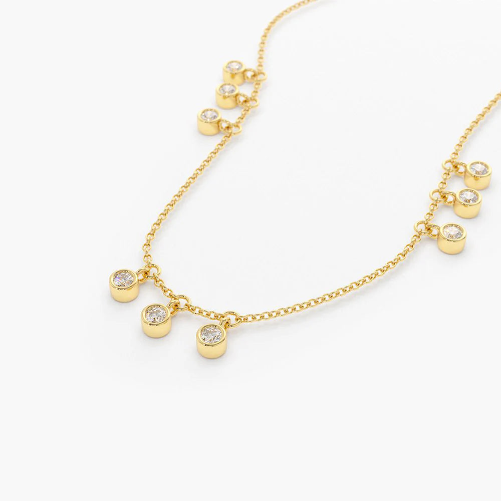 Solid Gold 9 Diamond Dangle Necklace