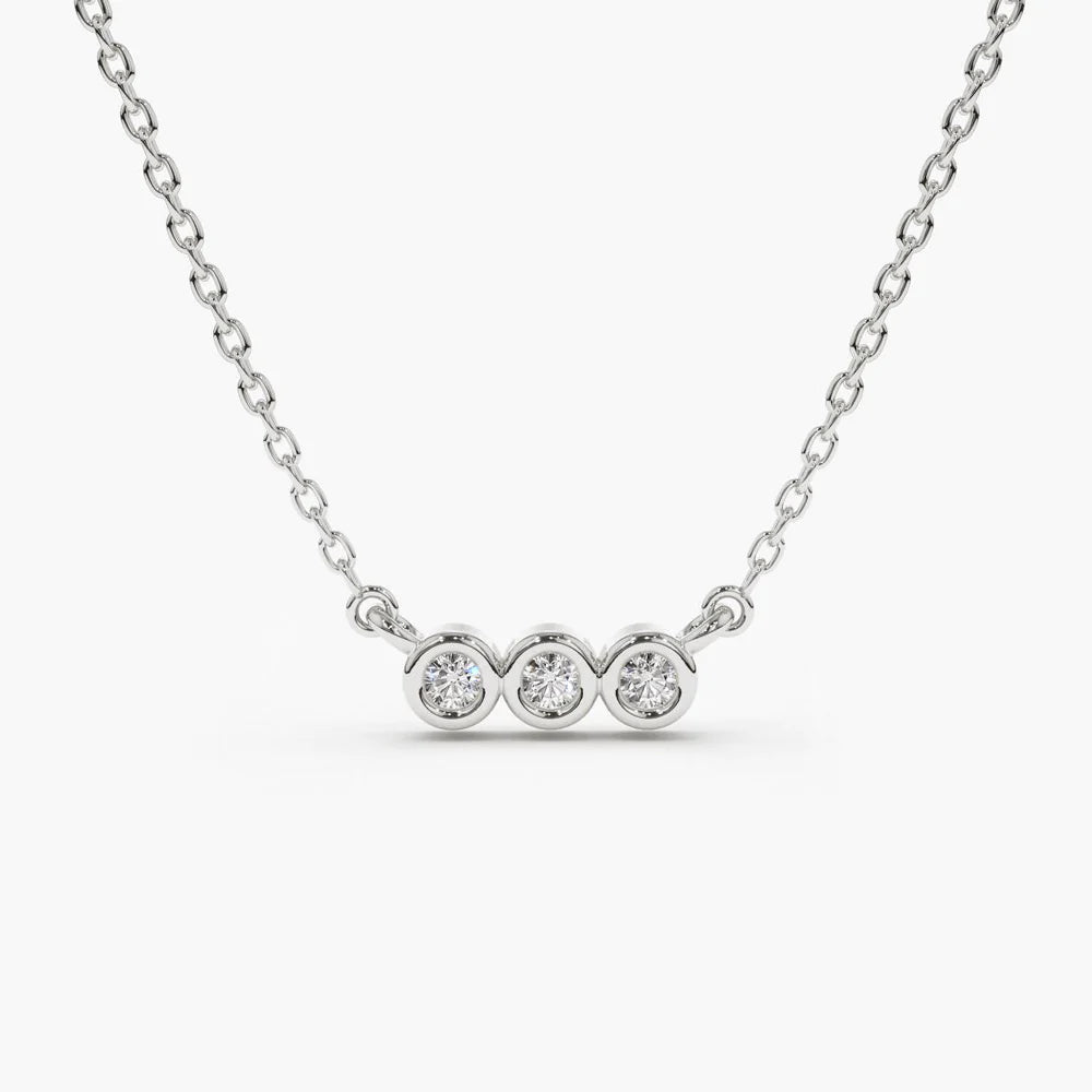 Solid Gold Bezel Set Diamond Necklace