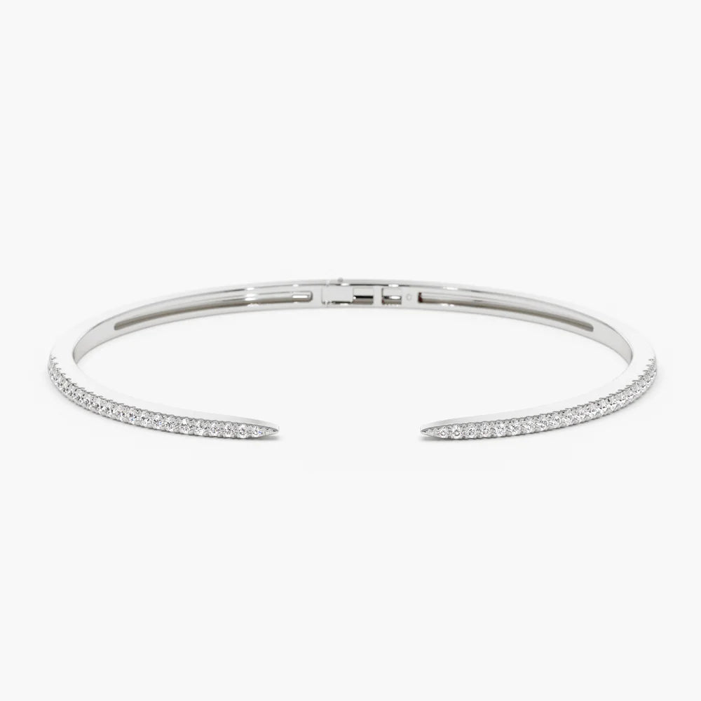 Solid Gold Cuff Diamond Bangle Bracelet 0.50 ctw