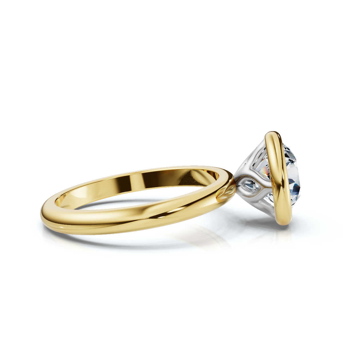Solid Gold 2 CT Tulip Shape Lab Grown Diamond Engagement Ring