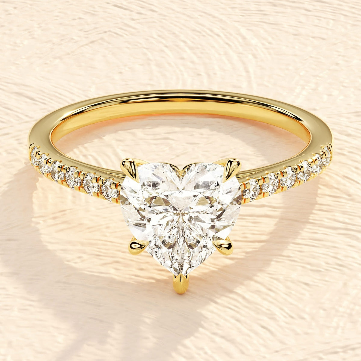 Solid Gold 1ct Heart Shape Lab Grown Diamond Engagement Ring