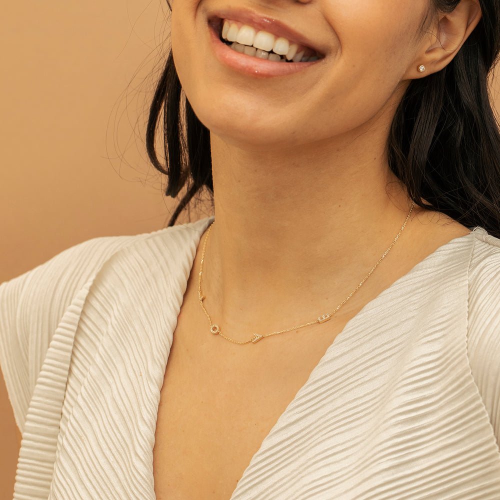 Solid Gold Sideways Love Diamond Necklace