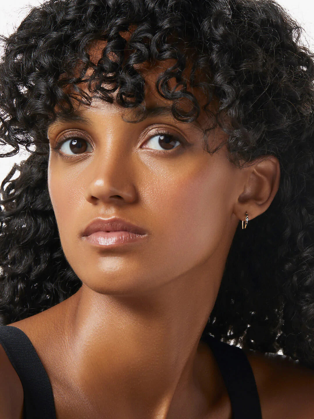 Solid Gold & Black Diamond Hoop Earrings