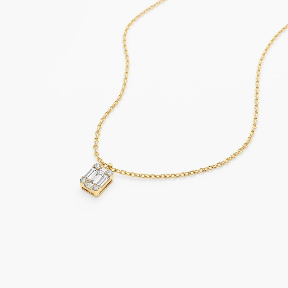 Baguette & Round Diamond Charm Pendant, photo 3
