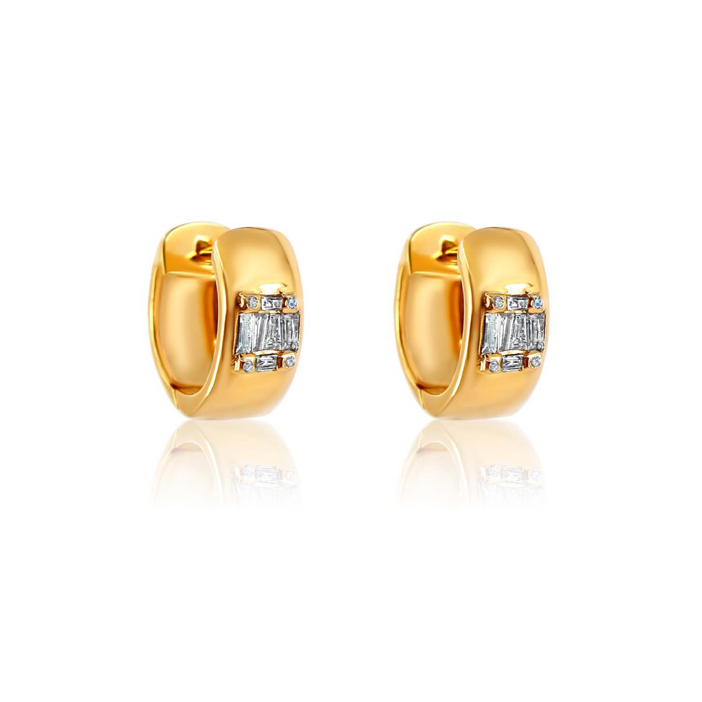 Solid Gold Illusion Baguette Hoop