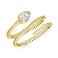 Solid Gold Diamond Bezel Pear Wrap Ring