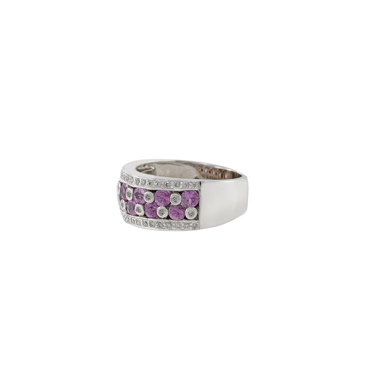 18K Solid Gold Pink Sapphire And Diamond Ring - Style A
