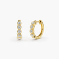 Solid Gold Bezel Setting Diamond Huggie Earrings