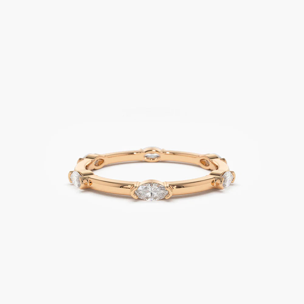 Solid Gold Stackable Marquise Diamond Eternity Ring
