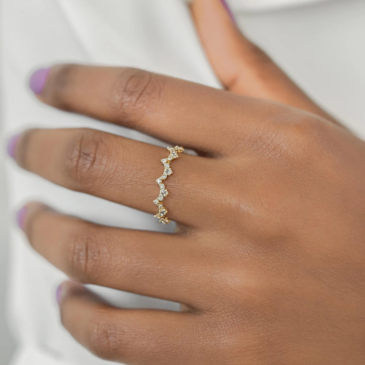 Solid Gold Lab-Grown Diamond Lace Edge Ring