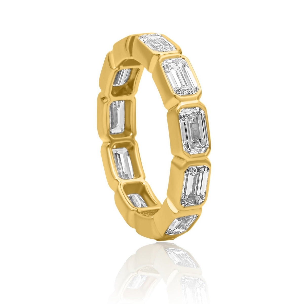 Solid Gold Lab Grown Emerald Cut Diamond Bezel Ring