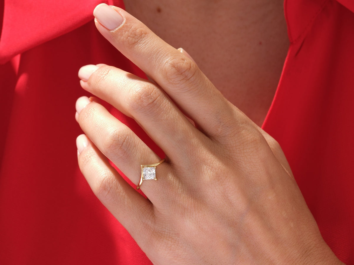 Solid Gold Cushion Cut Lab Grown Diamond 1ct Engagement Ring