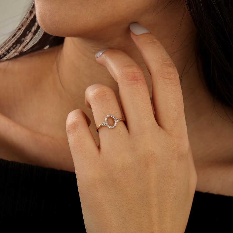 Solid Gold Diamond Single Circle Karma Minimalist Ring