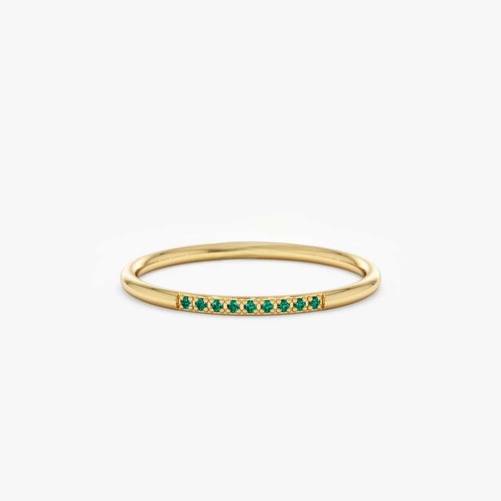 Solid Gold Thin Emerald Stacking Ring