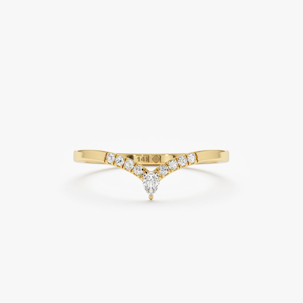 Solid Gold Pear and Round Diamond Nesting Ring (56A064)