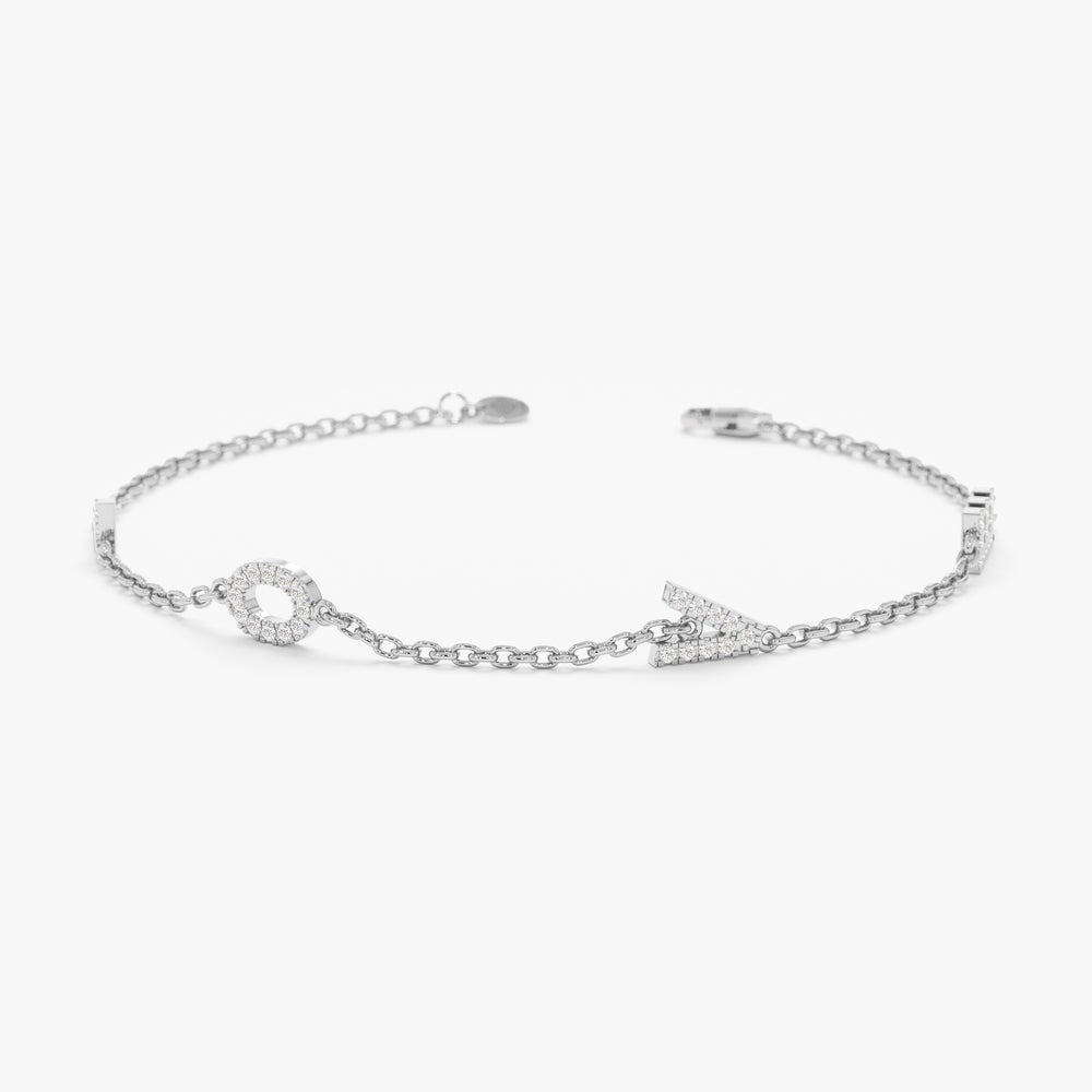 14K Solid Gold Diamond LOVE Bracelet - Style B