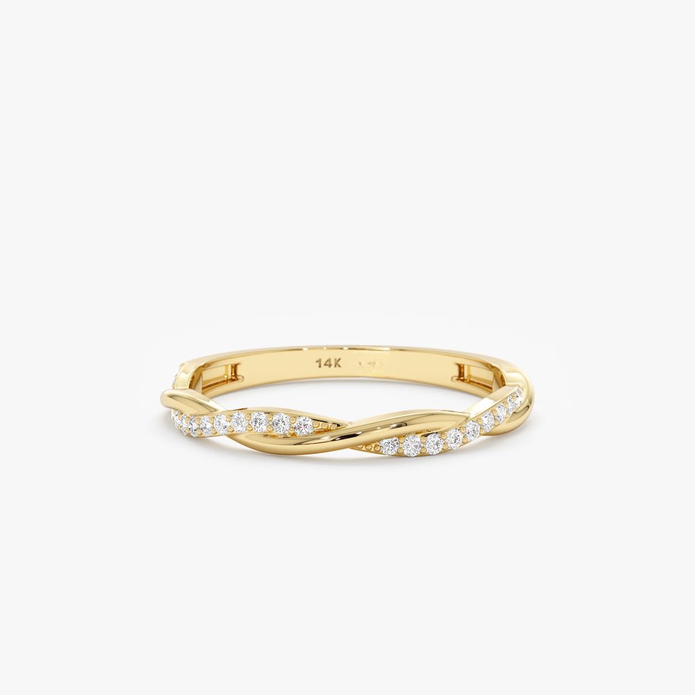 Solid Gold Twisted Diamond Ring (B764BD)