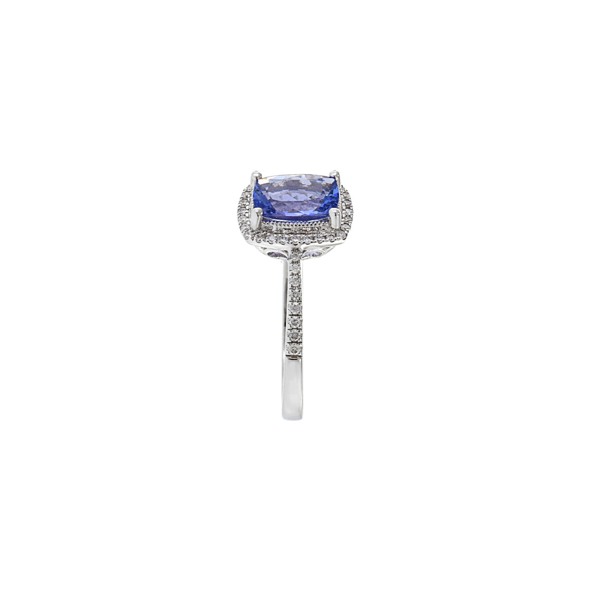 18K Solid Gold 1.53 CT Tanzanite and Diamond Ring