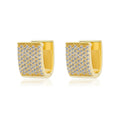 Solid Gold Pave Diamond Square Hoop Earring