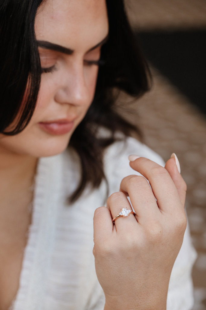 Solid Gold Lab-Grown Diamond Emerald Cut Ring (001C6B)