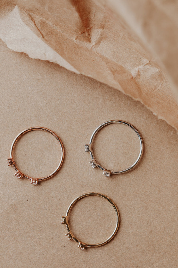 Solid Gold Three Diamond Prong Set Band