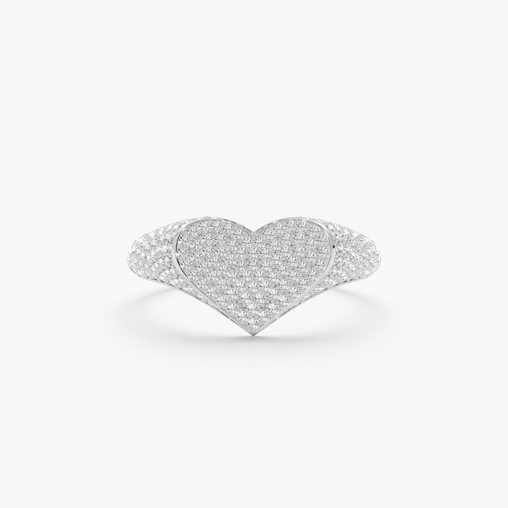 Solid Gold Natural Diamonds Heart Signet Ring