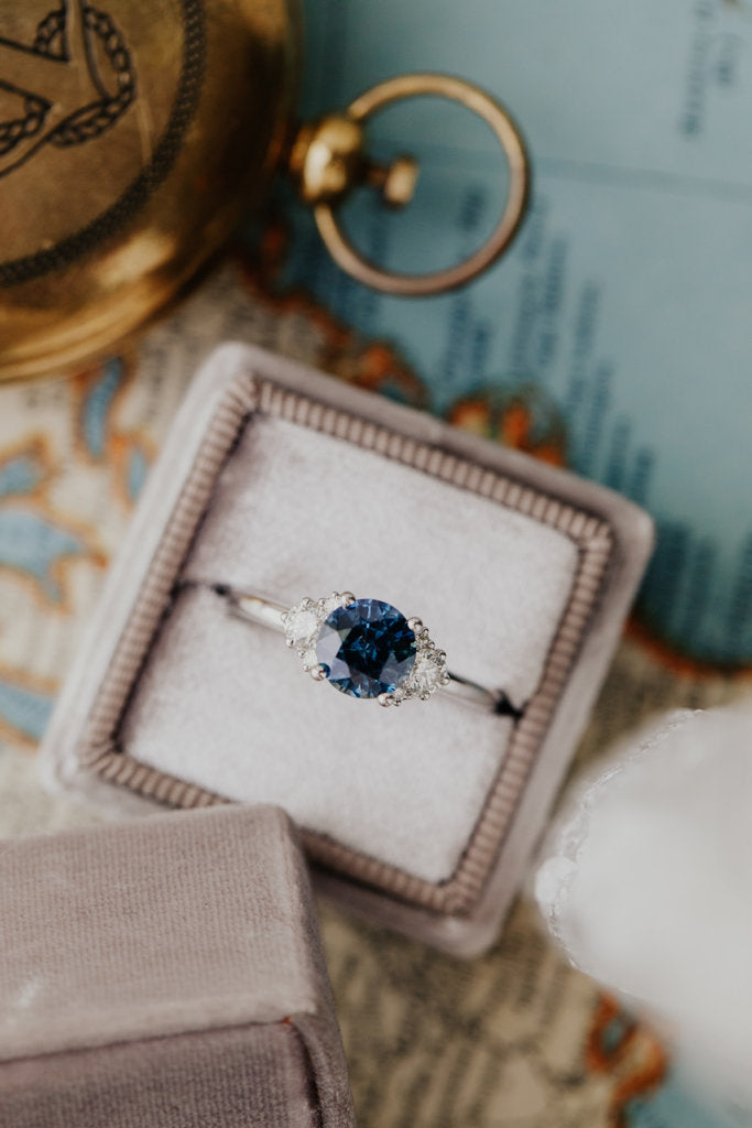 Solid Gold Blue Sapphire Engagement Rings