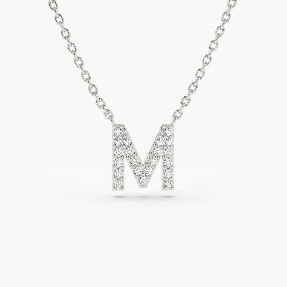 Solid Gold Diamond Initial Necklace