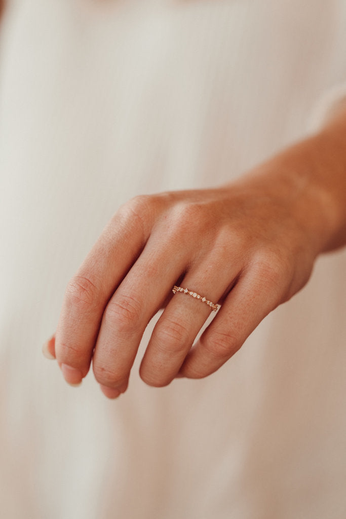 Solid Gold Fancy Pattern Diamond Band