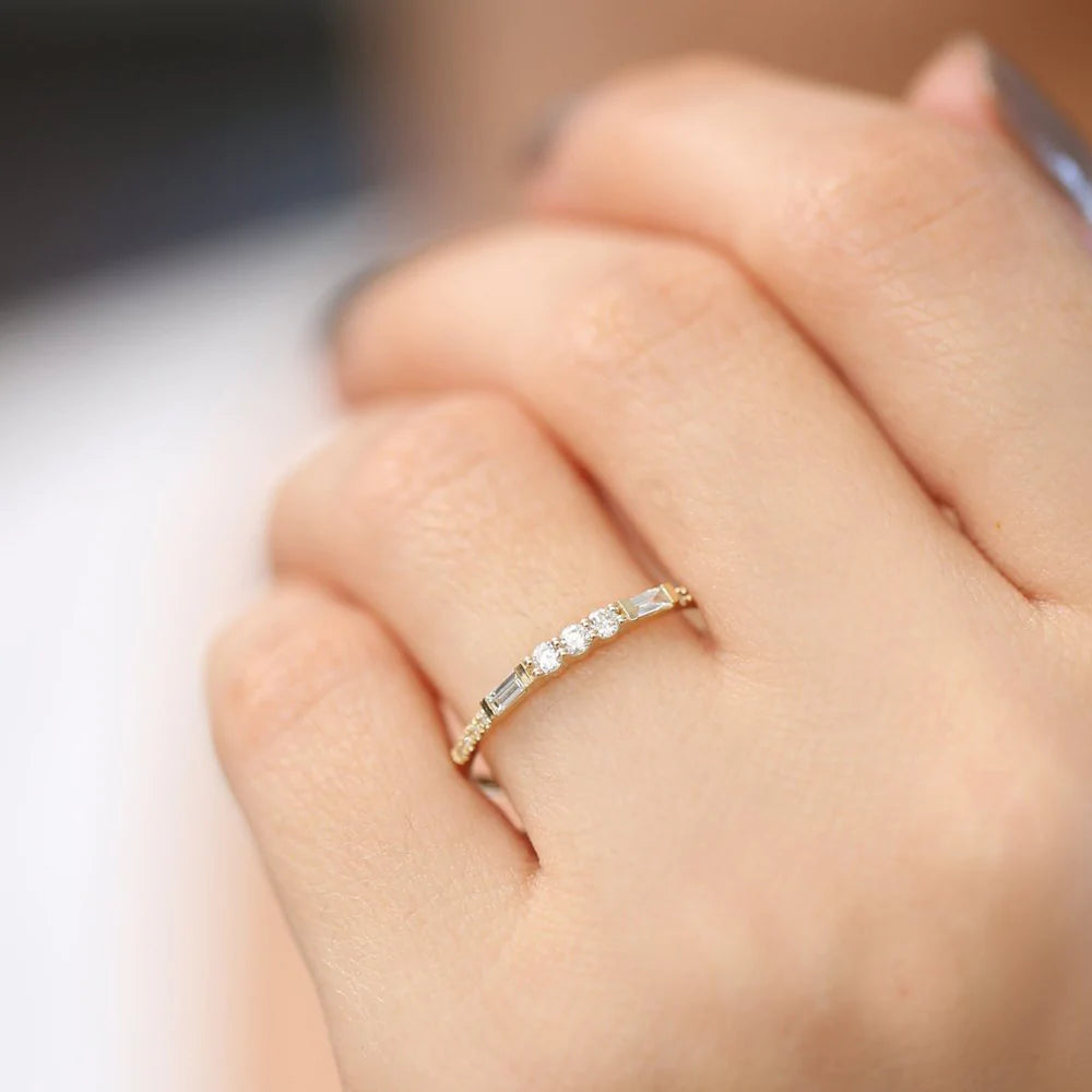 Solid Gold Three Diamond Equilibrium Ring