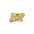 Solid Gold Diamond Line Triple Row Ring