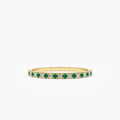 Solid Gold Emerald and Diamond Alternating Eternity Ring