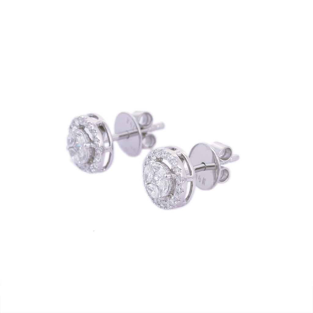 Solid Gold Cluster Diamond Studs (DEC4BE)