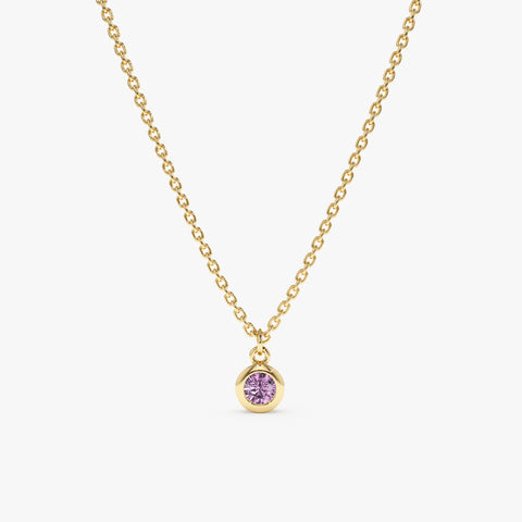 Solid Gold Amethyst Charm Necklace (638087)