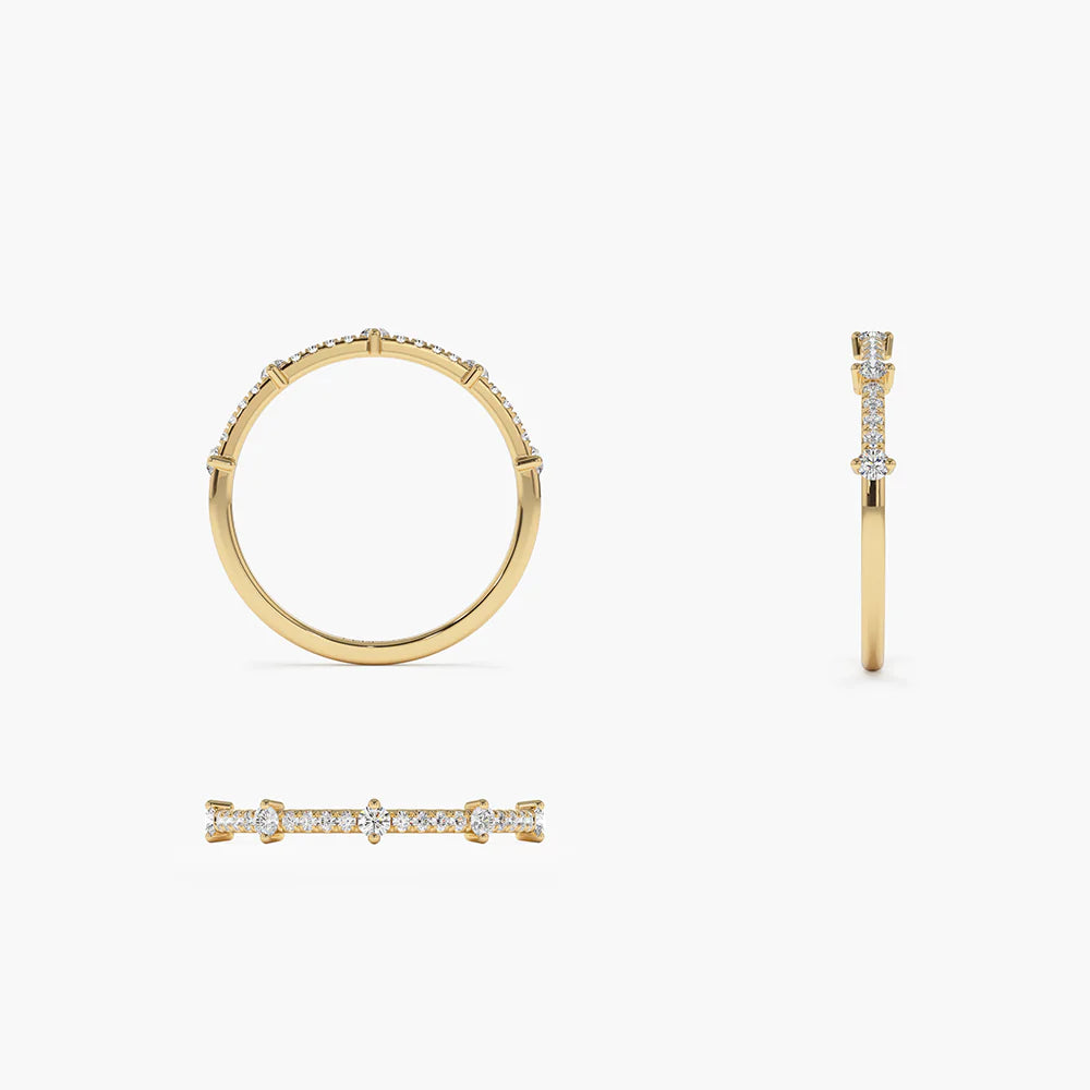 Solid Gold Dainty Stacking Diamond Wedding Band