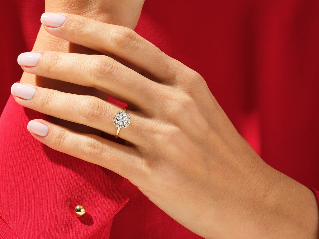 Prong Round Cut Halo Solitaire Ring 2 ct Lab Grown Diamond Engagement Ring