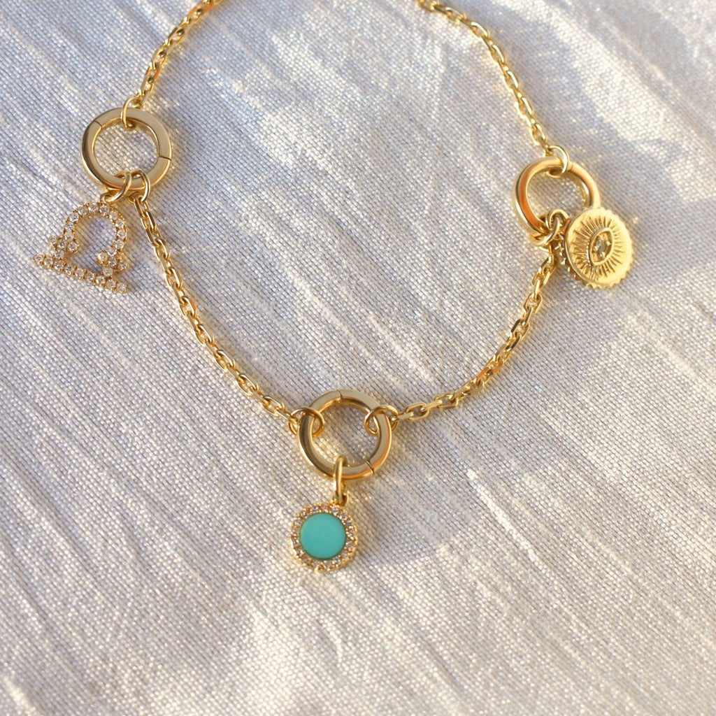 Solid Gold Mini Diamond Evil Eye Charm
