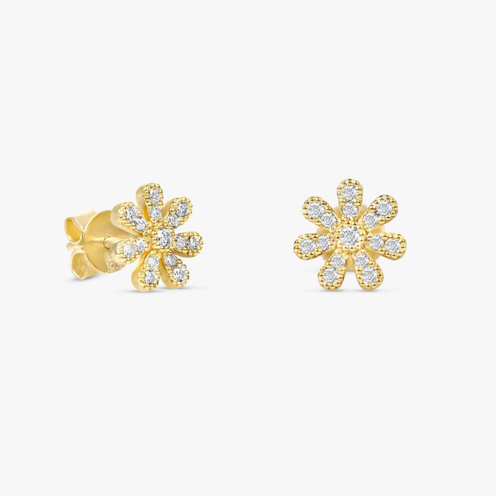 Solid Gold Diamond Daisy Studs